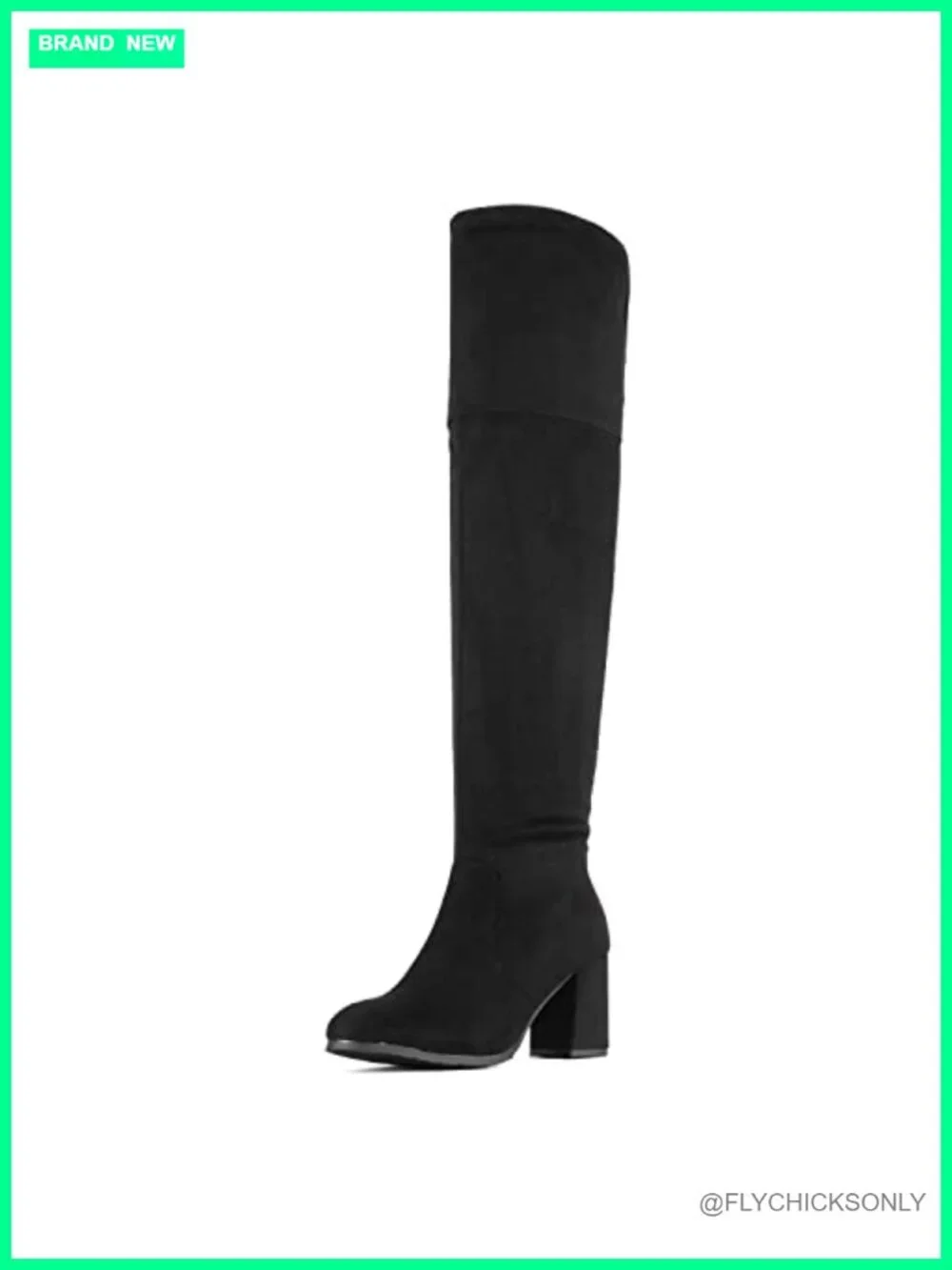Women's Over-The-Knee Block Heel Boots Faux Suede Stretch Round Toe